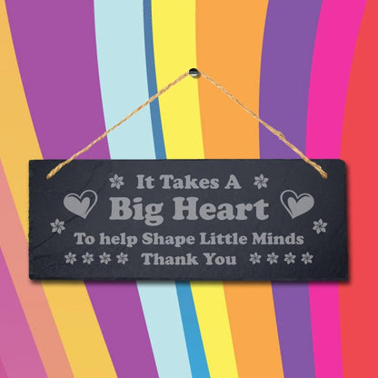 Teacher Thank You Gift Engraved Slate Sign Shape Little Minds School Leavers