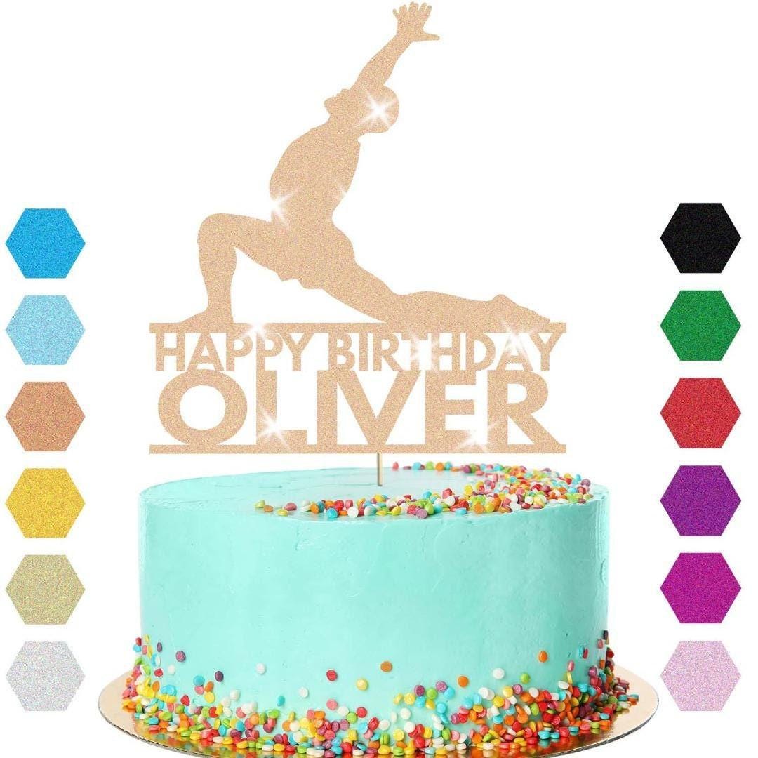 Yoga Cake Topper Personalised Man Adult Birthday Cake Decoration Any Name & Age