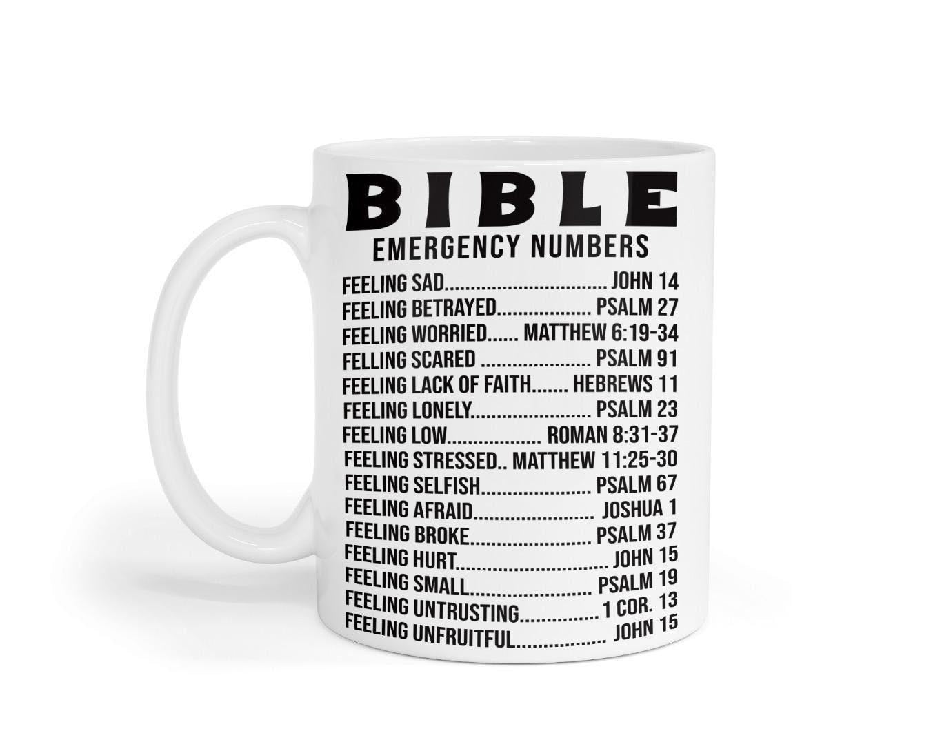 Bible Emergency Numbers Mug & Coaster Set - Christian Gift