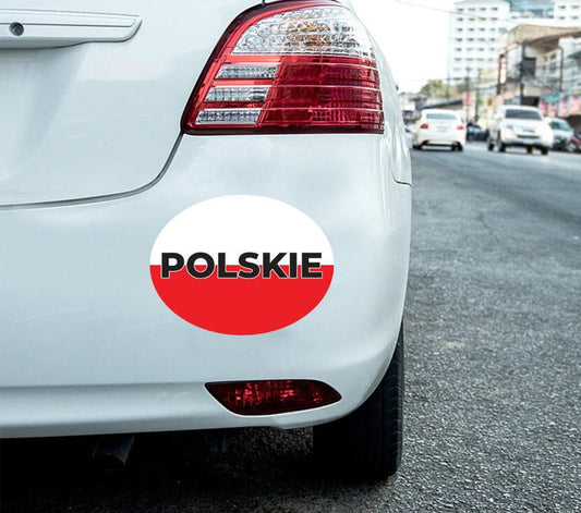 2 X Polskie Car Stickers Poland Flag Oval Self-adhesive Vinyl Car, Van, Lorry