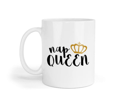 Nap Queen - Funny Ceramic Novelty Mug & Coaster Coffee Tea Cup Office Humour Workspace Gift