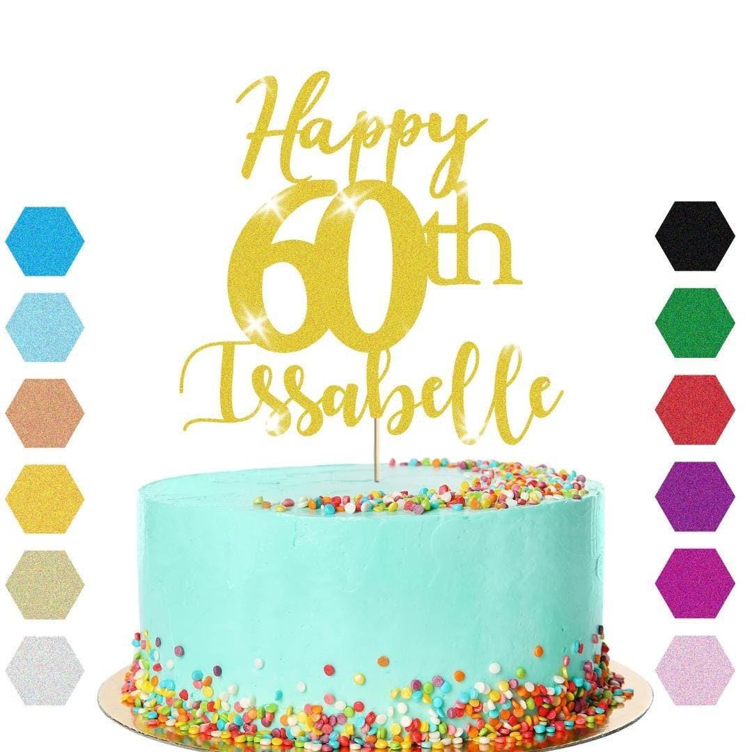 Personalised Name 60th Birthday Glitter Cake Topper Party Cake Decoration Gift