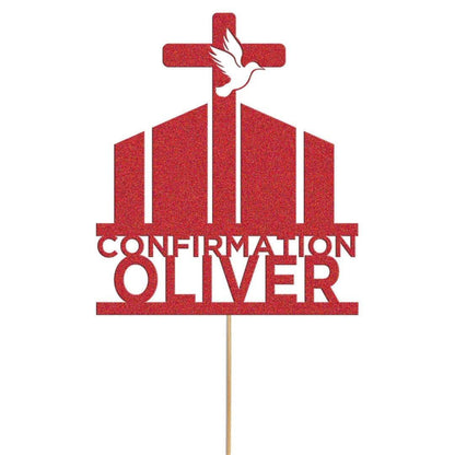 Personalised Glitter Confirmation Cake Topper: Christian Cross Decor