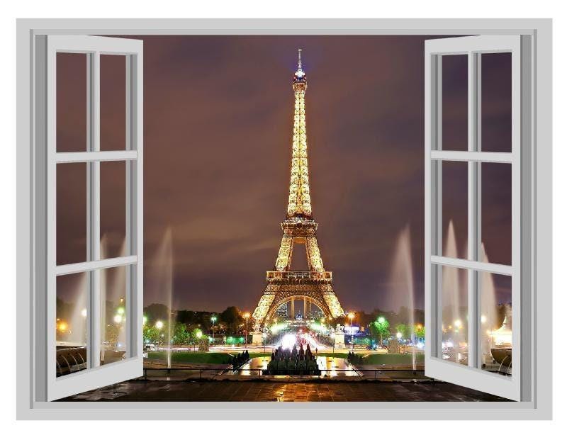 Eiffel Tower 3D Window Wall Sticker: Parisian Kids Bedroom Decor