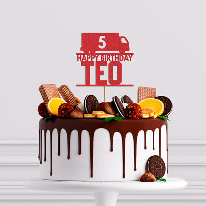 Custom Truck Birthday Cake Topper: Personalised Glitter Party Decor