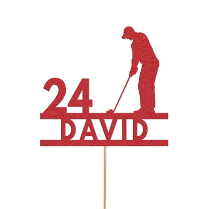 Personalised Glitter Golf Cake Topper: Golfer Birthday Decoration