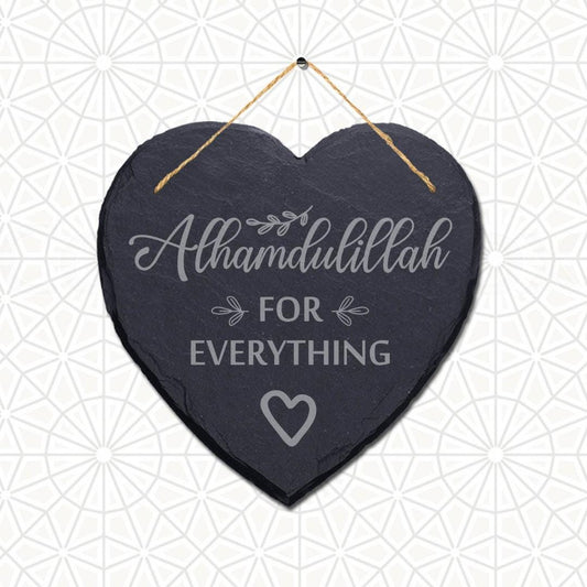 Alhamdulillah For Everything Engraved Islamic Wall Hanging Slate Plaque Sign