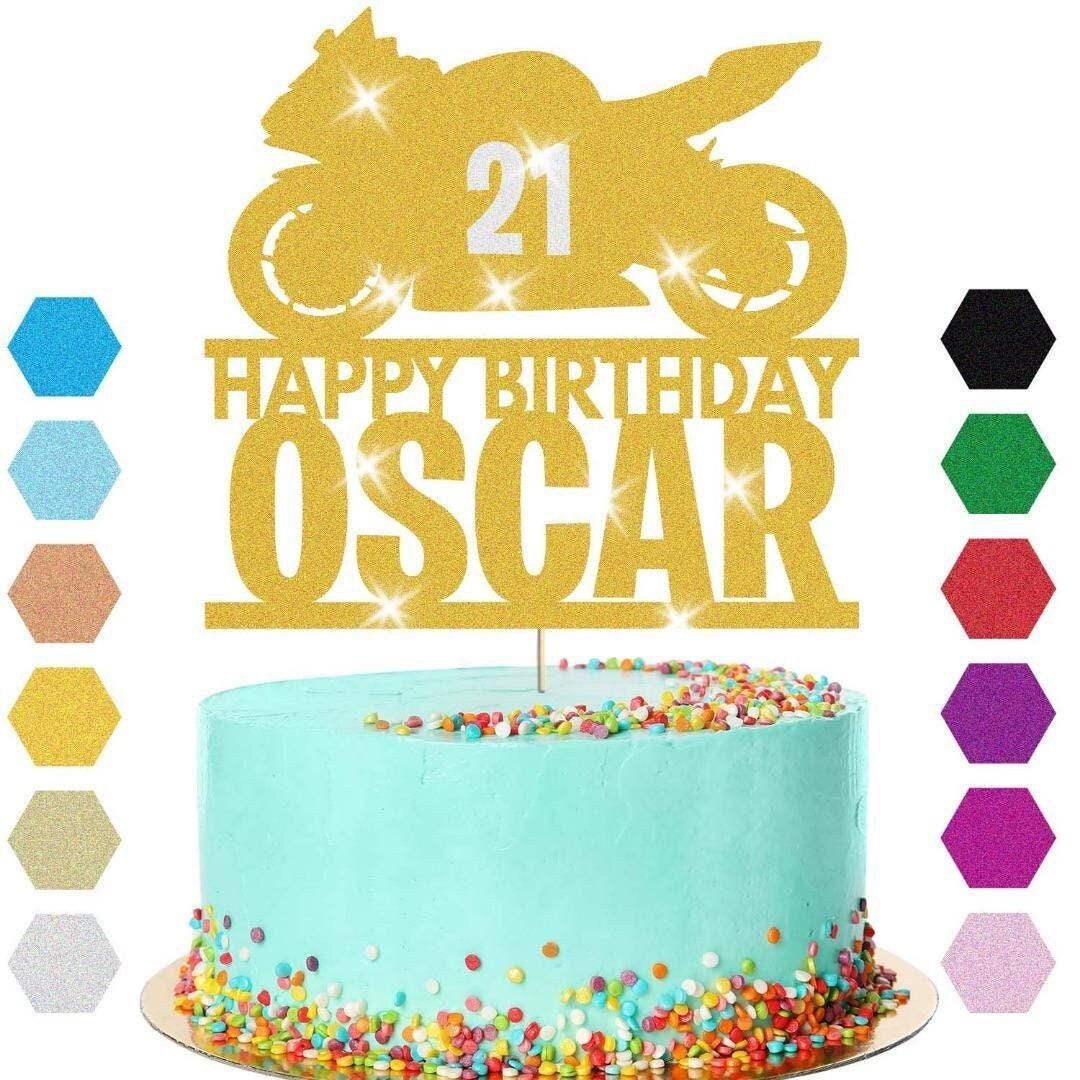 Motorbike Racing Cake Topper Personalised Boys Birthday Decoration Any Name Age