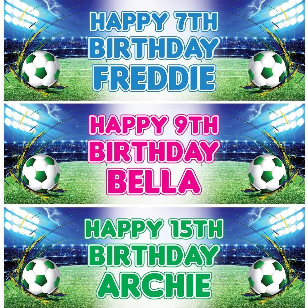2 Personalised Birthday Party Football Banners Celebration Decoration Bunting
