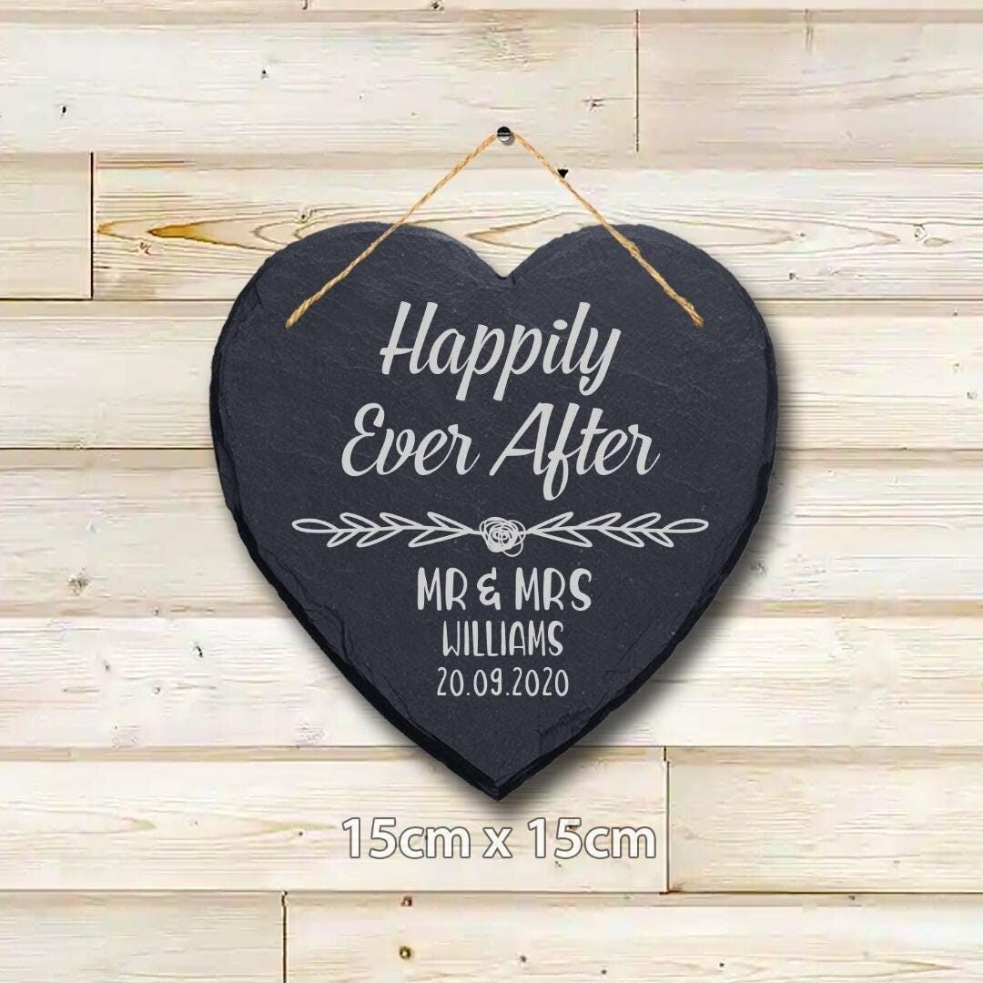 Personalised Wedding Slate Plaque: Happily Ever After Hanging Sign