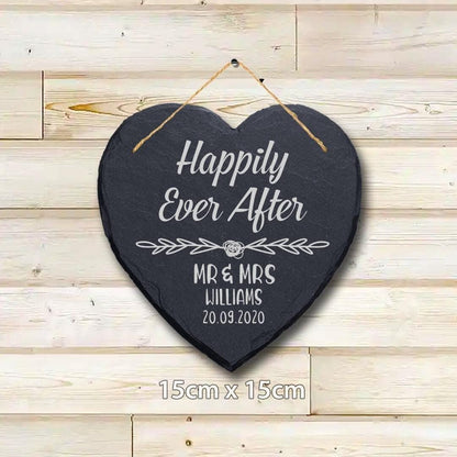 Personalised Wedding Slate Plaque: Happily Ever After Hanging Sign
