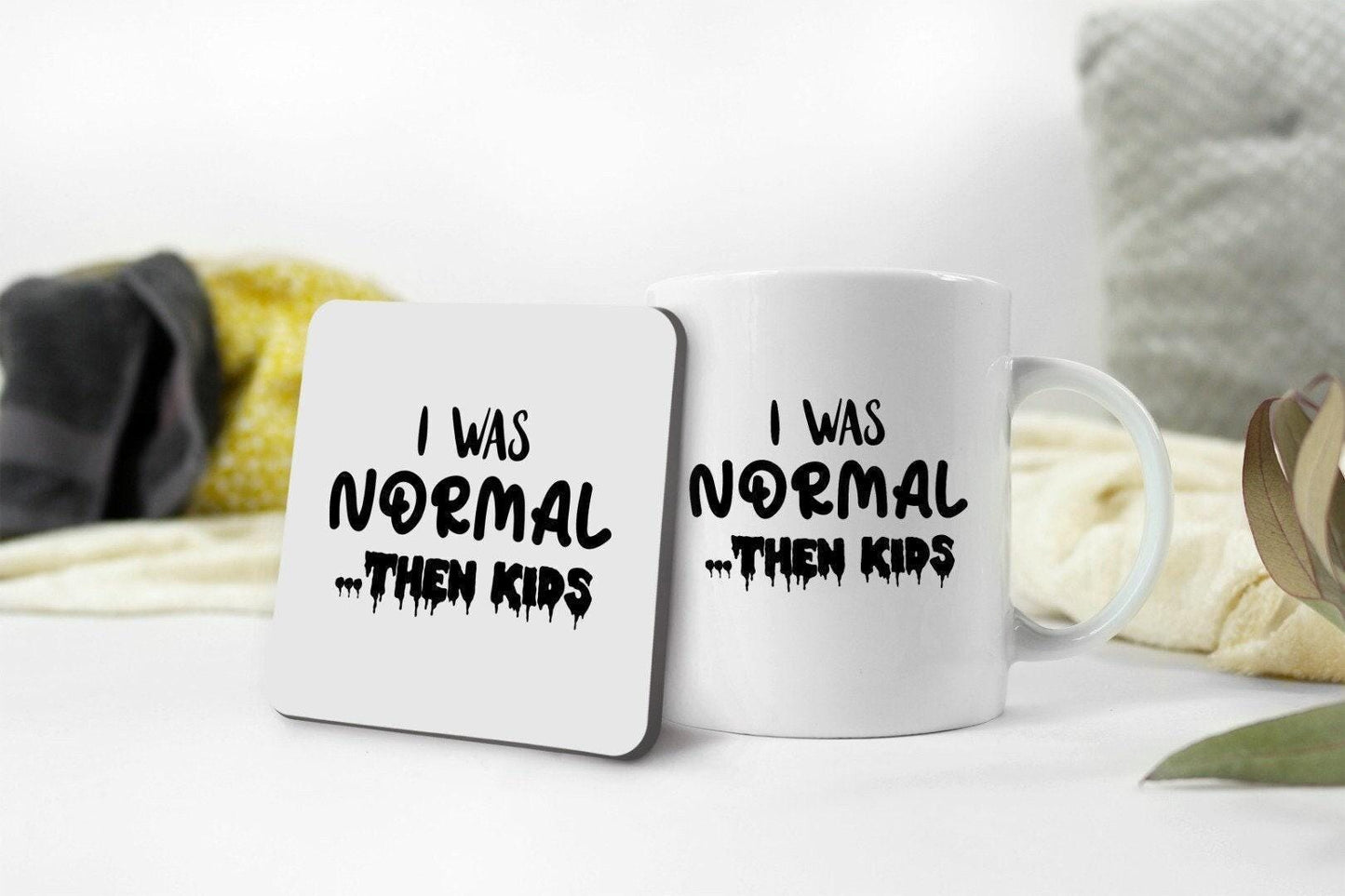 I Was Normal Then Kids - Ceramic Novelty Mug & Coaster Coffee Tea Cup Office Workspace Gift