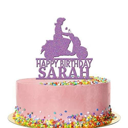 Personalised Acrylic Scooter Bike Travel Girls Birthday Cake Topper Decoration