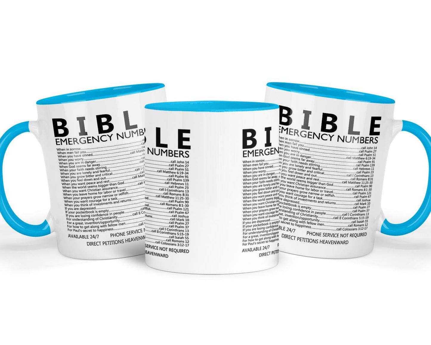 Bible Verse Mug & Coaster Gift Set: Christian Emergency Numbers
