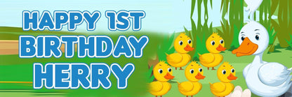 2 Personalised Five Little Ducks Birthday Celebration Banners Decoration Posters