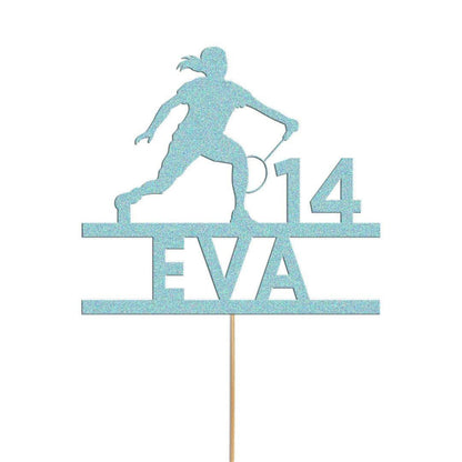 Custom Glitter Tennis Cake Topper: Personalised Birthday Party Decor