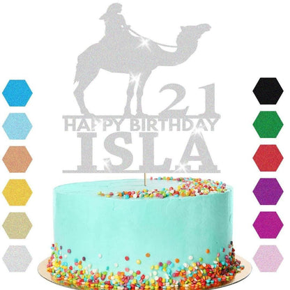 Riding Camel Cake Topper Personalised Girls Birthday Cake Decoration Any Name & Age