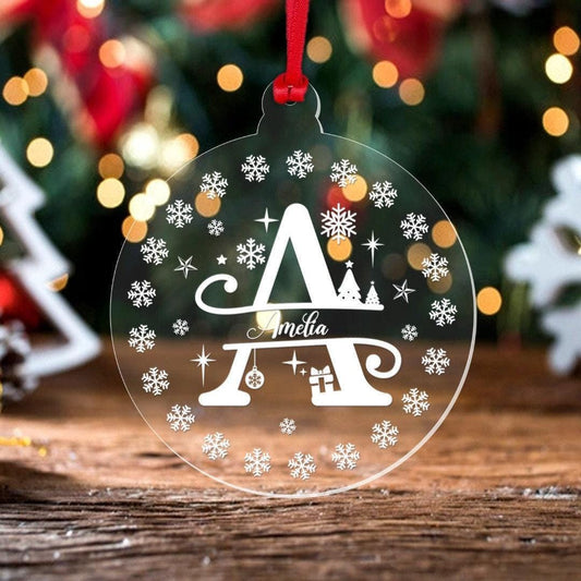 Personalised Christmas Bauble Any Name Monogram Xmas Tree Hanging Decoration Gift