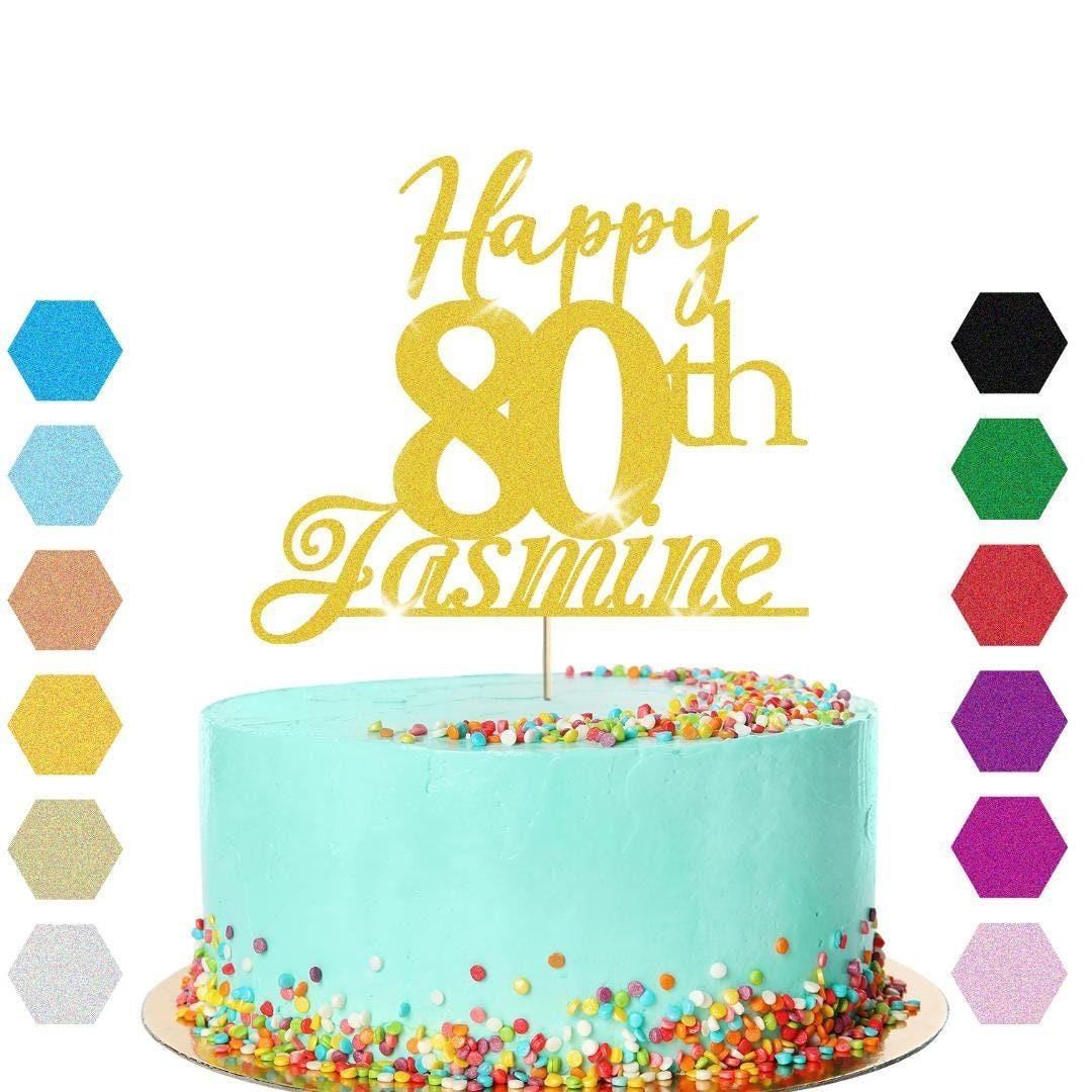 Personalised Name 80th Birthday Glitter Cake Topper Party Cake Decoration Gift