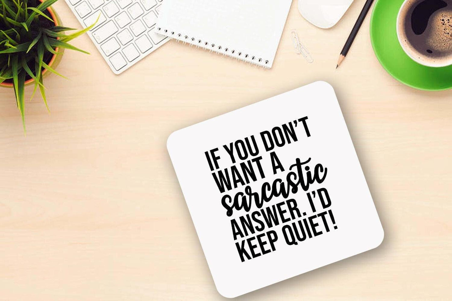 Sarcastic Answer Mug & Coaster Set - Funny Novelty Gift