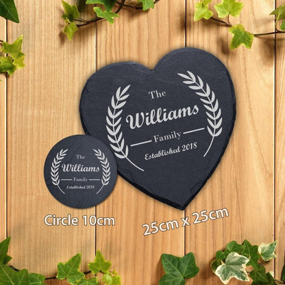 Personalised Slate Plaque Family Name Placemat Sign Engraved Stone Tray Art Gift