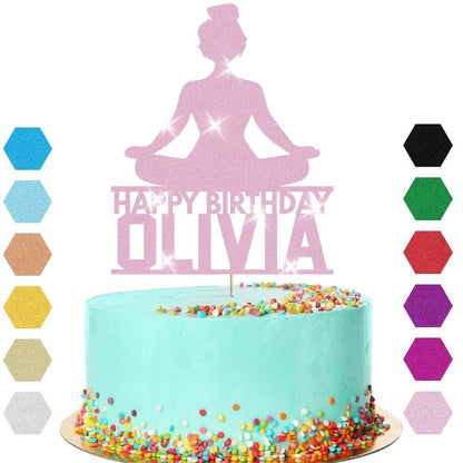 Yoga Girl Cake Topper Personalised Gymnastic Birthday Cake Decoration Any Name