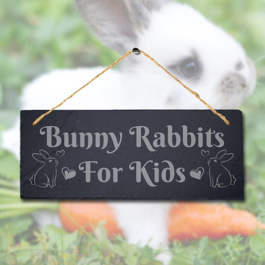 Laser Engraved Bunny Slate Plaque: Kids Room Decor