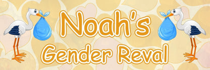 2 Personalised Stork Gender Reveal Party Celebration Banners Baby Announcement Decoration Posters