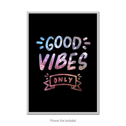 Good Vibes Only Wall Poster Inspirational Motivational Quote Bedroom Print Decor
