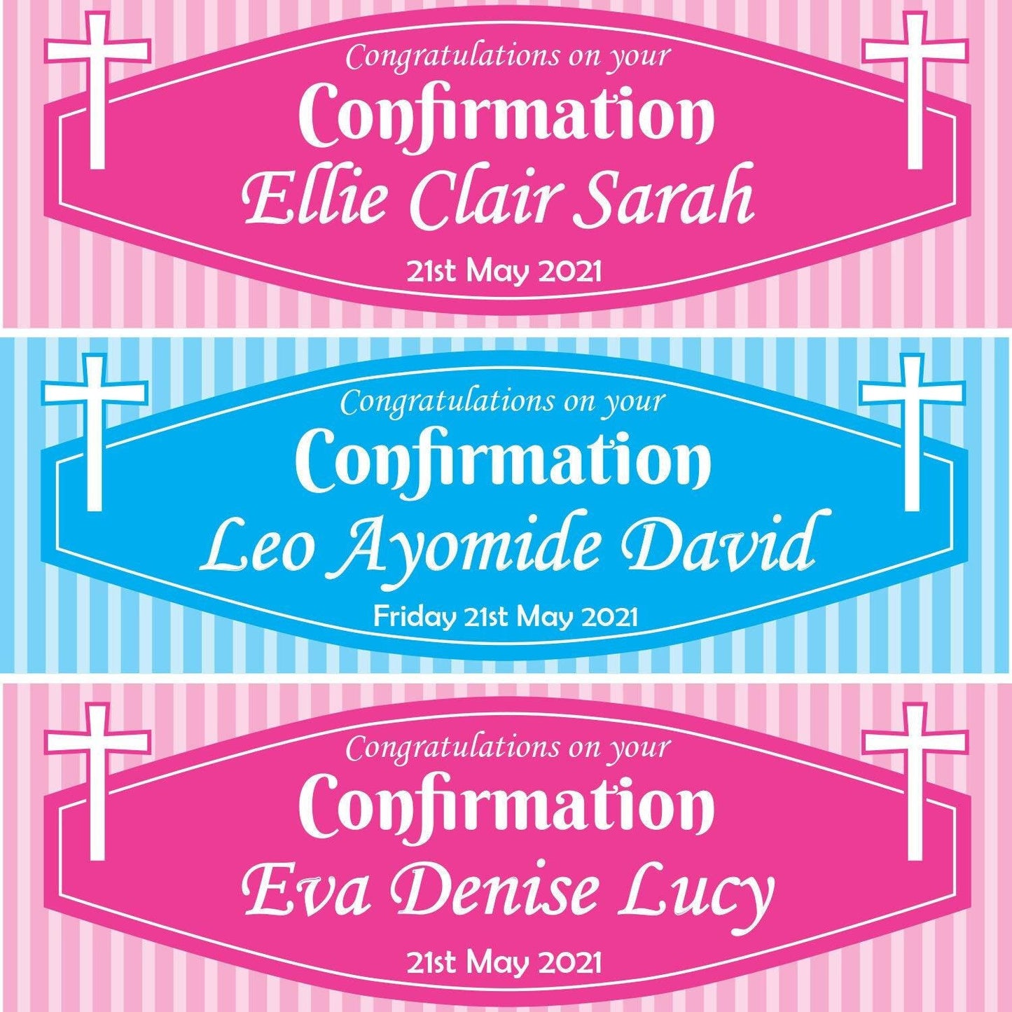 2 Personalised Confirmation Congratulations Banners Party Celebration Posters