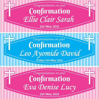 2 Personalised Confirmation Congratulations Banners Party Celebration Posters