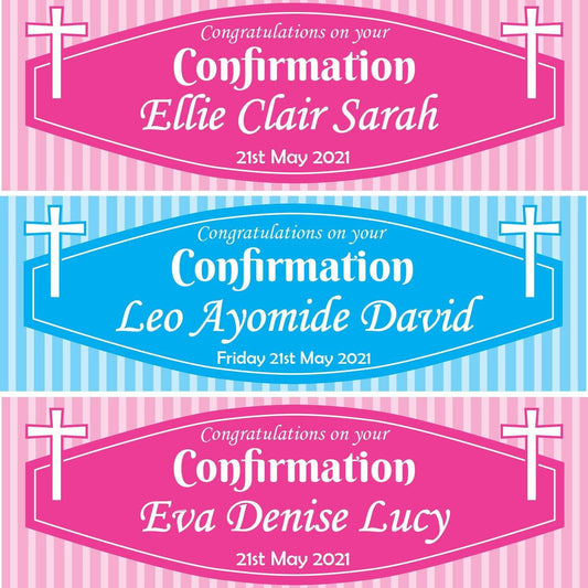 2 Personalised Confirmation Congratulations Banners Party Celebration Posters
