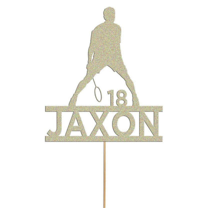 Personalised Badminton Cake Topper: Glitter Decoration With Custom  name & age
