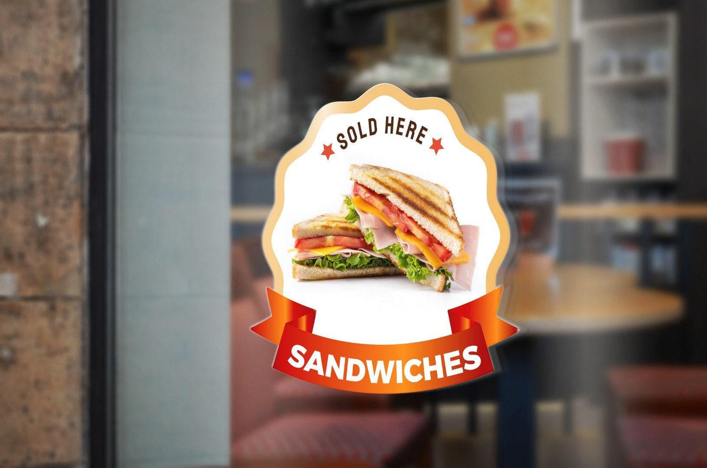 Sandwich Sold Here Window Sticker - Cafe Restaurant POS Sign