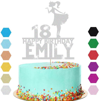 Stylish Girl Cake Topper Personalised Party Birthday Cake Decoration Any Name & Age