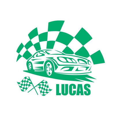 Personalised Car Wall Sticker Name Vinyl Decal Boys Kids Nursery Bedroom