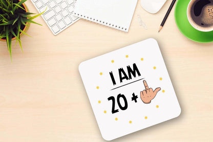 Funny 21st Birthday Mug & Coaster Set: Rude Middle Finger Design