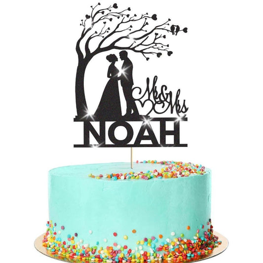 Personalised Wedding Cake Topper Mr & Mrs Anniversary Love Birds Cake Decoration