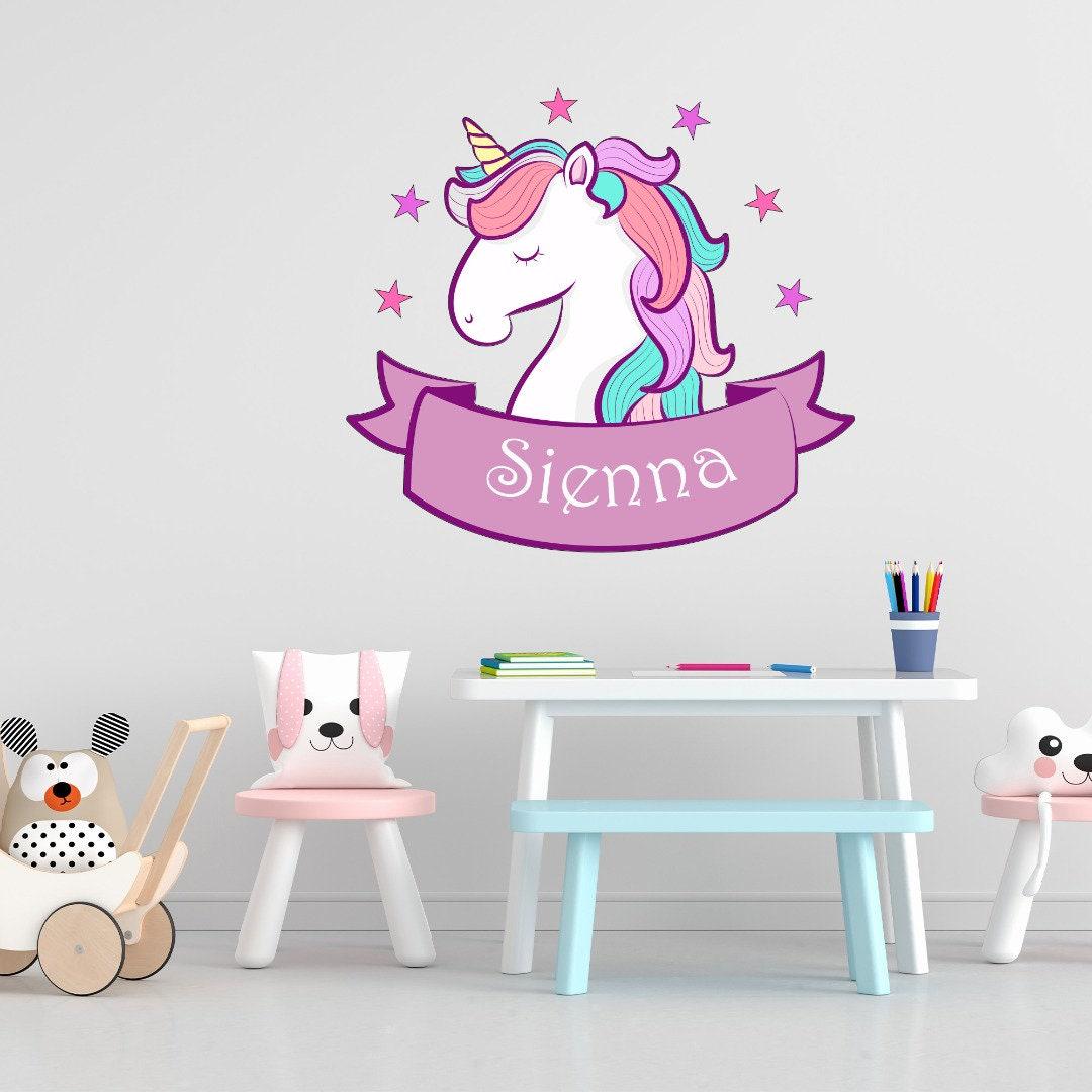 Personalised Unicorn Wall Decal: Girls Bedroom Nursery Decor