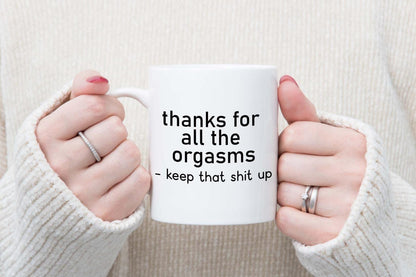 Funny 'Thanks Orgasms' Mug & Coaster Set: Rude Gift