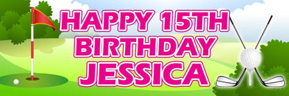 Personalised Golf Birthday Banners: Golfer Party Decorations (Set of 2)