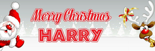 2 Personalised Merry Christmas Santa Design 2 Xmas Celebration Banners Posters
