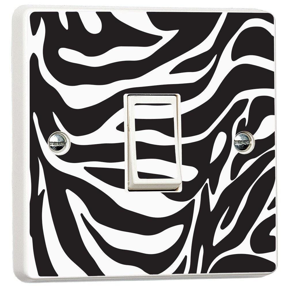 Zebra Pattern Black & White Light Switch Sticker Cover Vinyl Skin Wall Decal