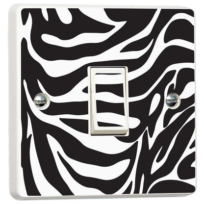 Zebra Pattern Black & White Light Switch Sticker Cover Vinyl Skin Wall Decal