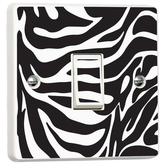 Zebra Pattern Black & White Light Switch Sticker Cover Vinyl Skin Wall Decal