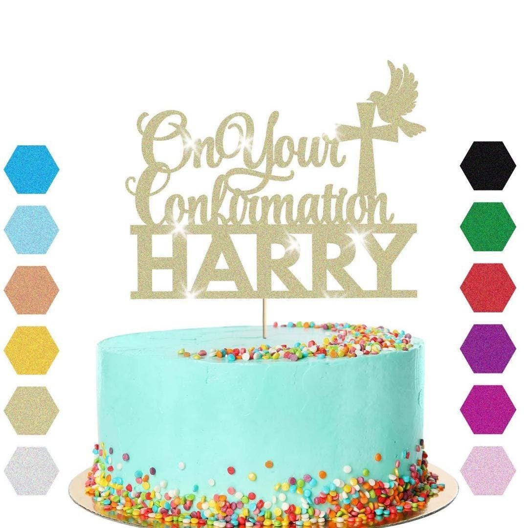 Personalised On Your Confirmation Dove Cake Topper Congratulation Birthday Cake Any Name