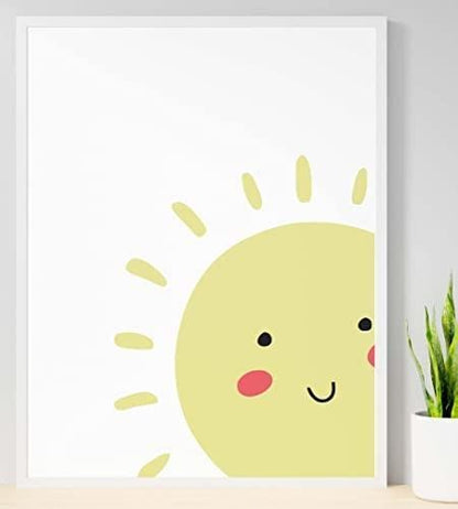 Bright Sun Morning Face Nursery Bedroom Boys Girls Wall Decor Art Poster Print