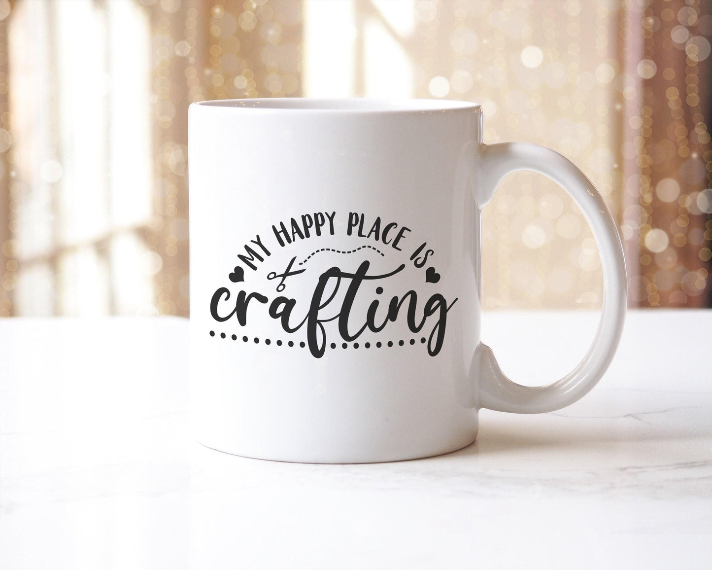 My Happy Place Is Crafting - Funny Novelty Mug & Coaster Coffee Tea Cup Artistic Gift