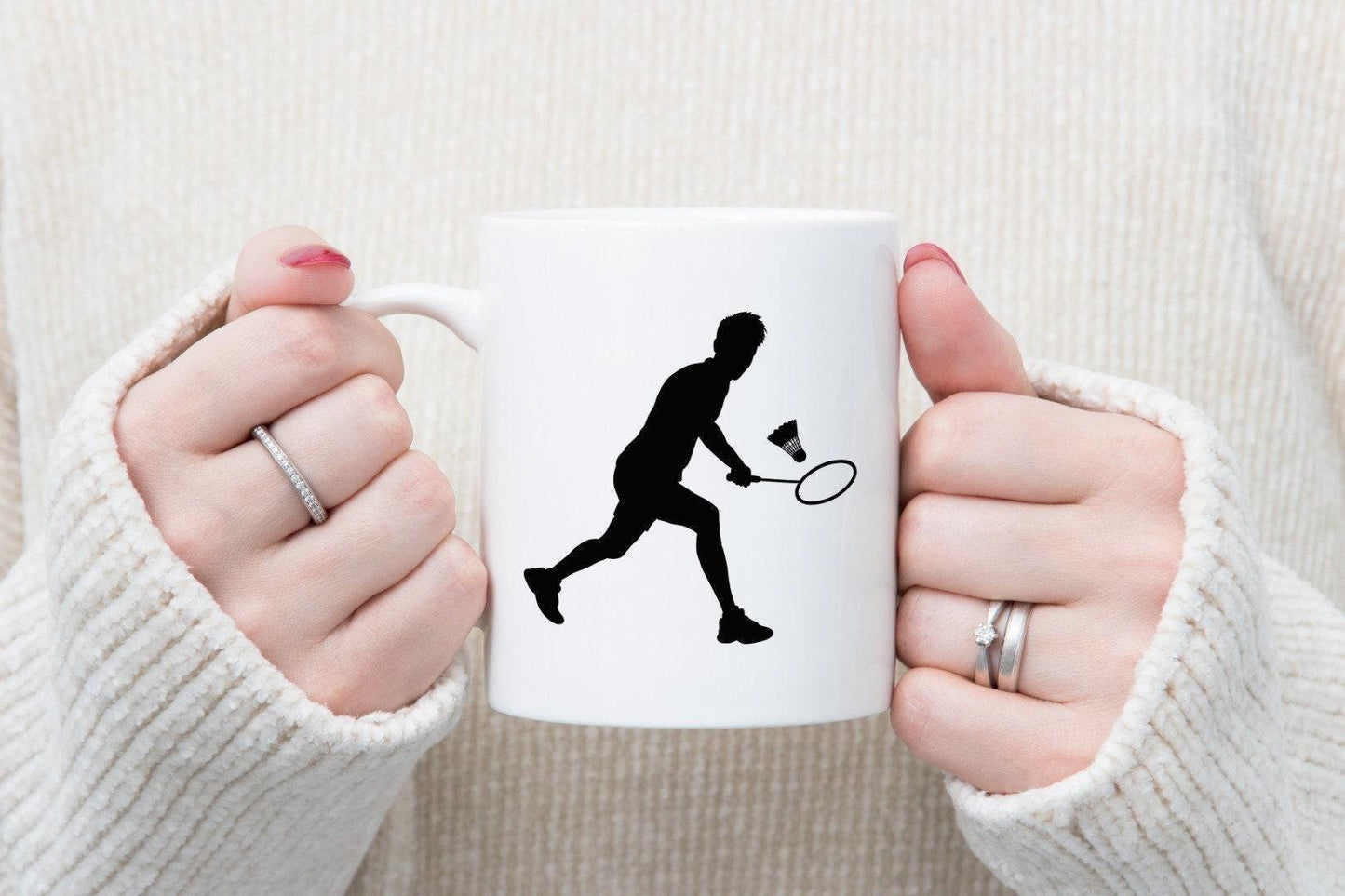 Badminton Player Sports Player Novelty Coffee Ceramic Mug Tea Cup And Coaster Set Gift