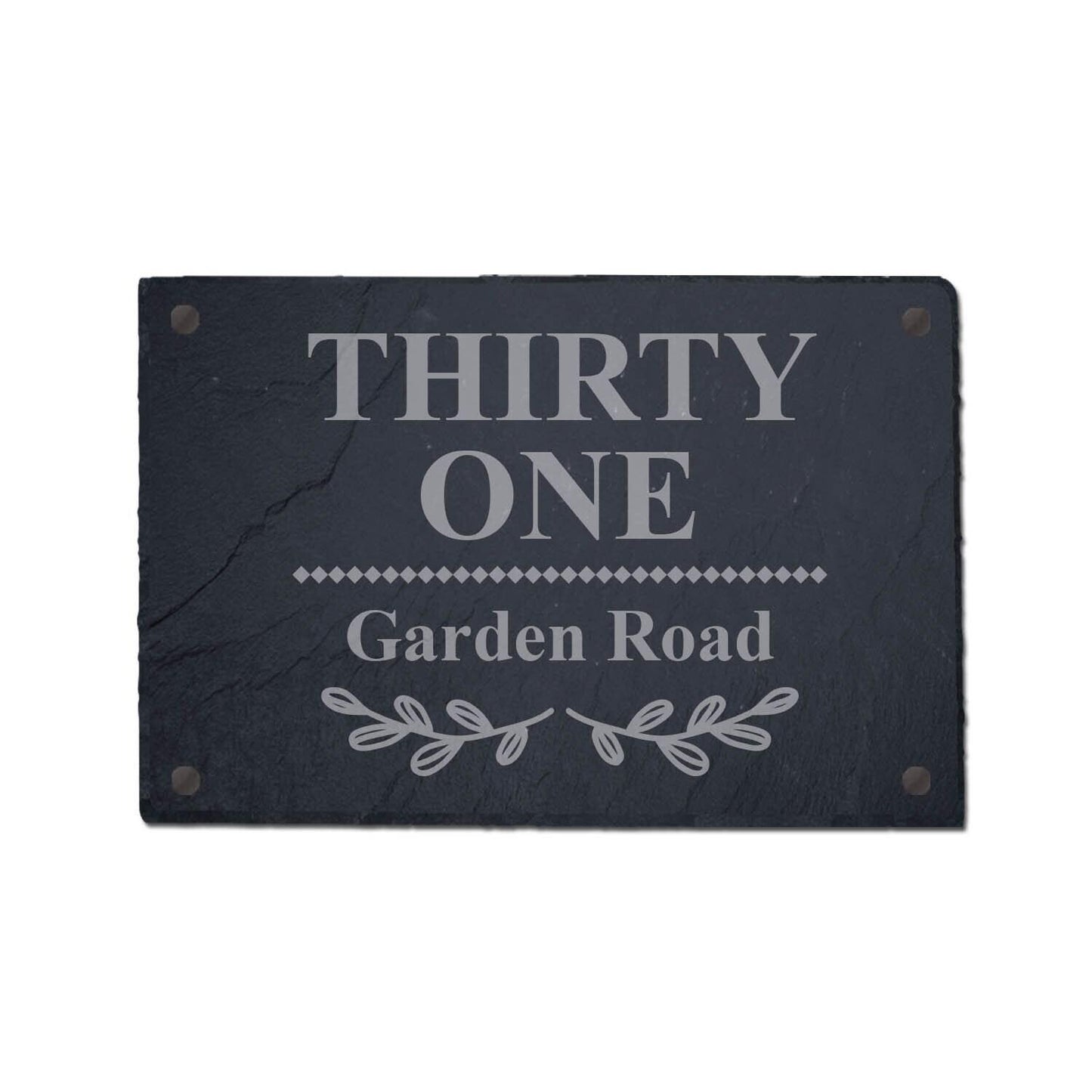 Personalised Rustic Slate House Sign Farmhouse Plaque Door Number Laser Engraved Stone